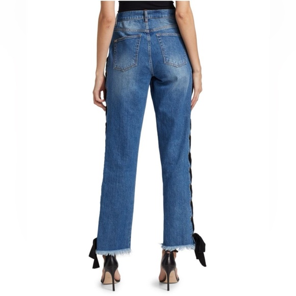 Statement Raw Hem Ribbon Lace-Up Jeans - Size 30. NWOT - Picture 6 of 12